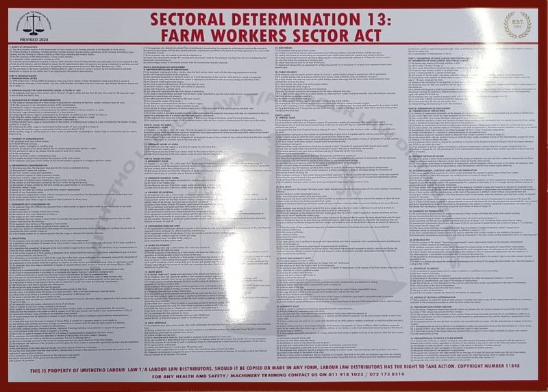 Sector Determination 13: Farm Workers Act A1 Laminated