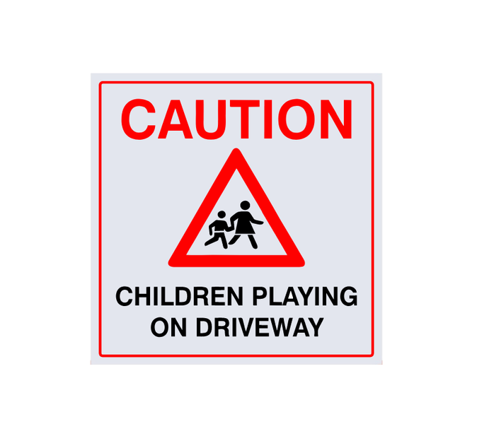 Caution Children Playing on Driveway Safety Sign - ABS Sign Board