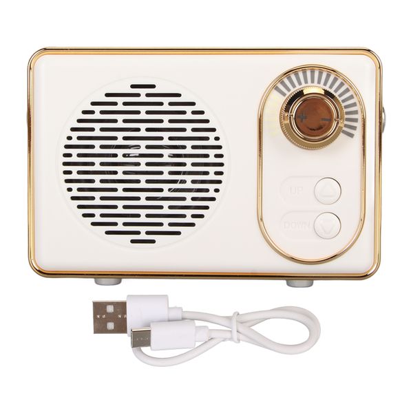 Retro Bluetooth 5.0 Speaker Vintage Mini Memory Card AUX MP3 Player White