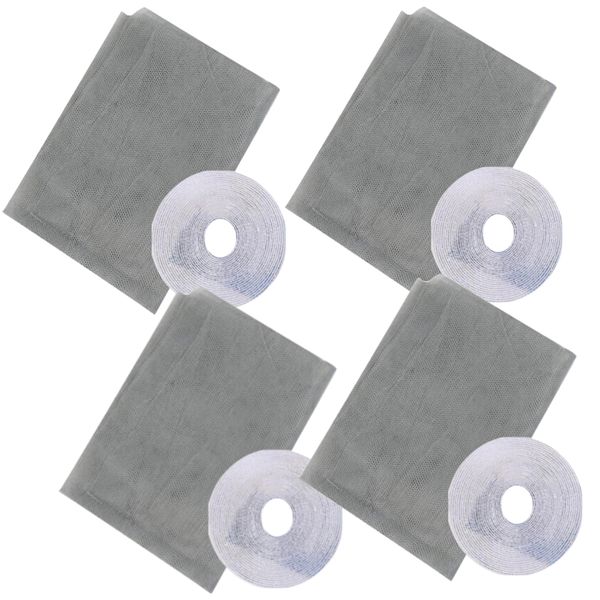 Home Anti Fly Mosquito Net Self Adhesive Mesh Window Screen Set of 4 1.5x2m