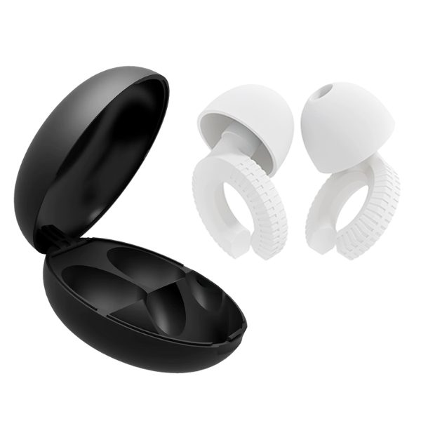 Reusable Noise-Cancelling Silicone Earplugs with Case-Sleep, Travel, Focus