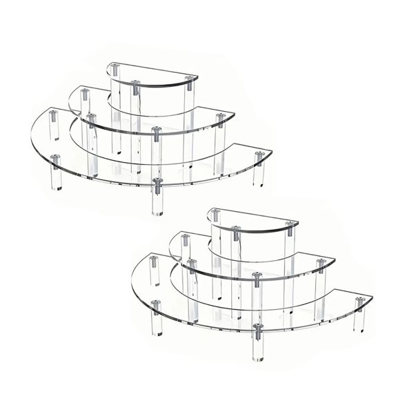 2 Pack 3 Tier Acrylic Display Risers Half Moon Cupcake Stands Dessert Stand