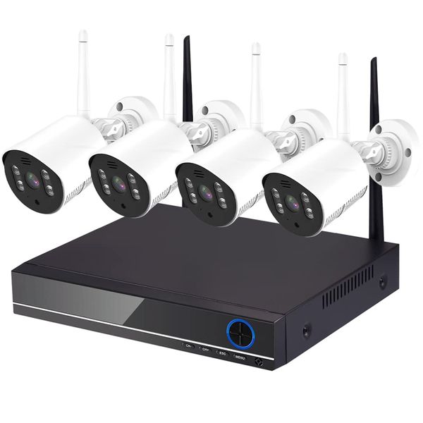 Security Camera System Kit, 8CH 2MP WiFi NVR + 4 2MP Surveillance Cameras