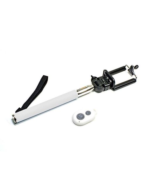 Selfie Stick &amp; Bluetooth Shutter Release Remote - White