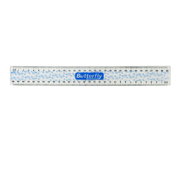 Butterfly 30Cm Pvc Flexi Ruler - Blue (Pack Of 12 Rulers)