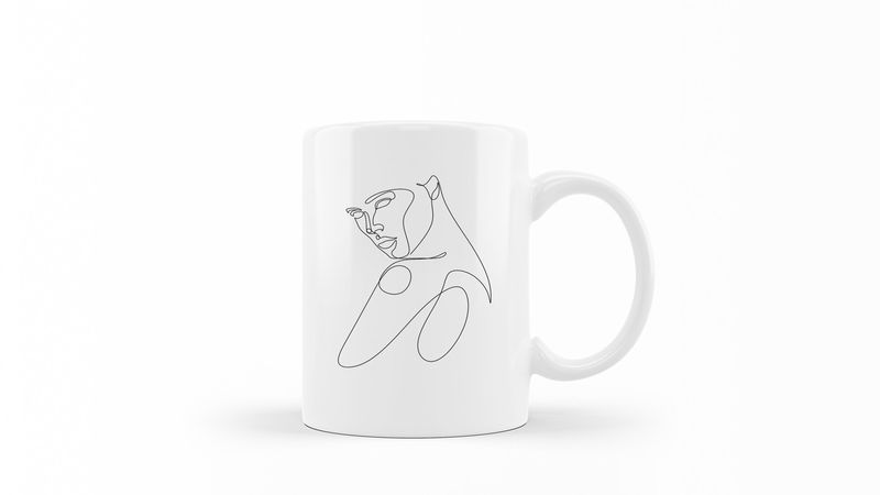 Designer Line Art Coffee Mug - Beauty 20