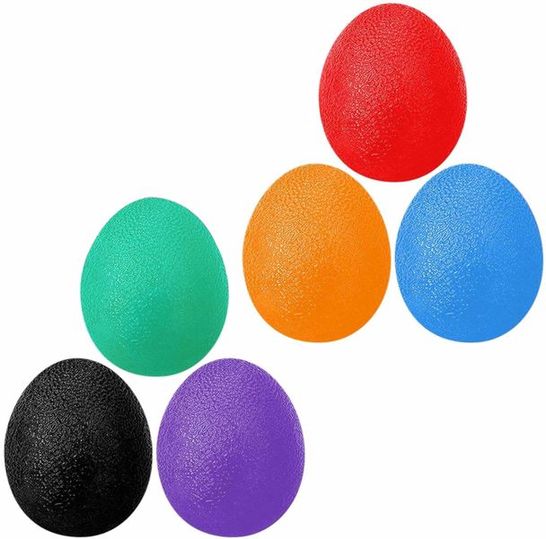 6 Pieces Egg Stress Balls for Hand Strengthening with 6 Resistance Levels Grip