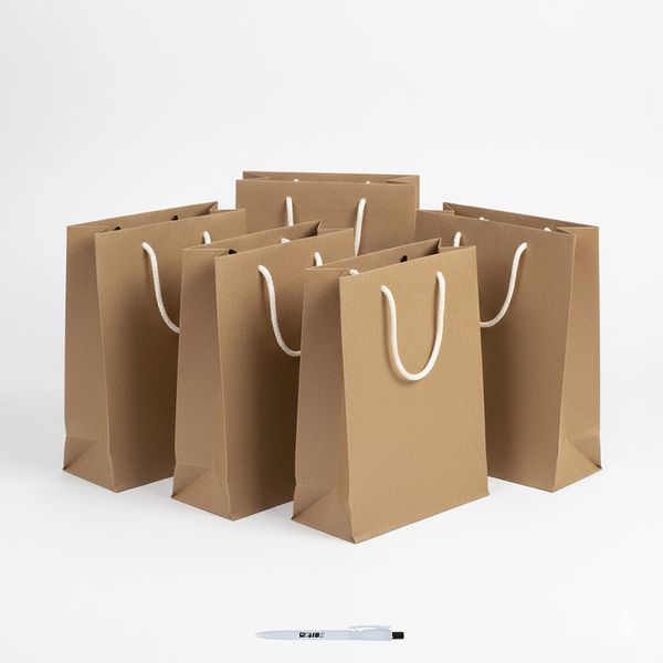5 Pack Medium Premium Kraft Paper Eco-Friendly Gift Bags With ReVibe Pen