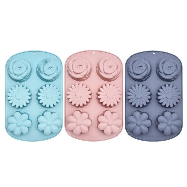 3 Piece 6 Holes Flower Silicone Molds