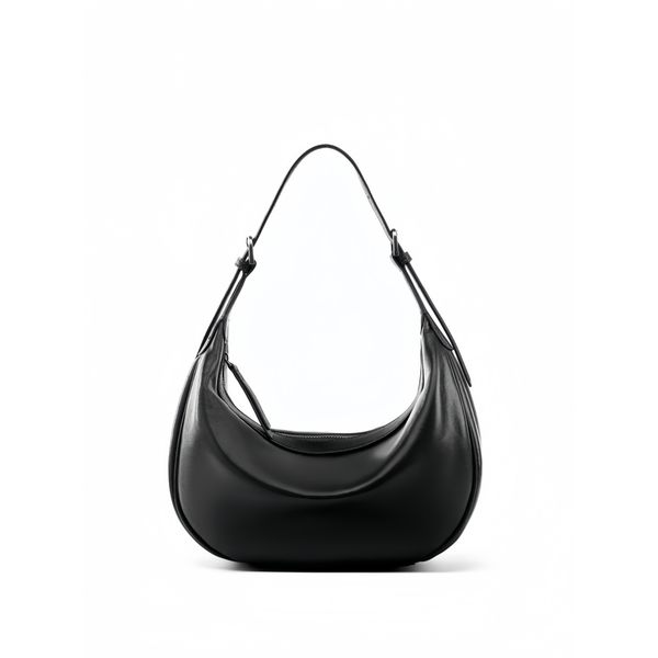 Women Leather Crescent Underarm Bag, Soft Cowhide Hobo Shoulder Bag