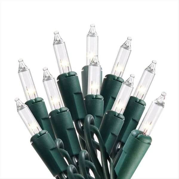 Clear Christmas Tree Lights with Green Wire Warm White Lights IP44 Waterpro