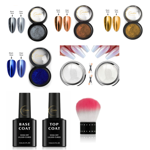 Chrome Nail Powder Metallic Manicure Set