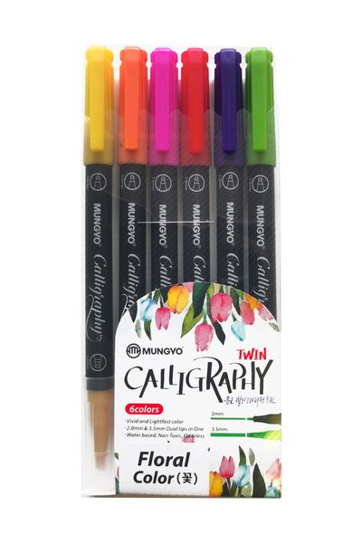 Mungyo Calligraphy Pen Set of 6 Floral Colours