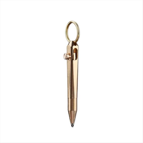 Mini Brass Quick Release Writing Pen Keychain Business Signature Ballpoint