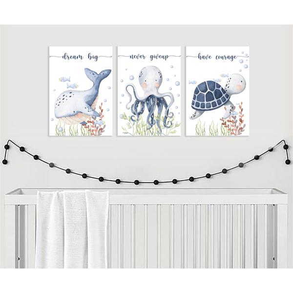 Under The Sea - A2 - Canvas (3.5cm ) -Set Of 3