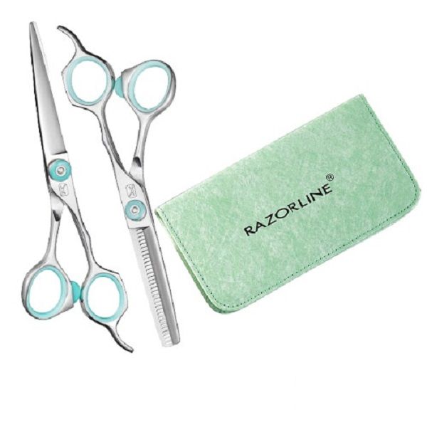 Razorline Azure 5.5inch Scissor Set (Stainless Steel) In A Green Pouch