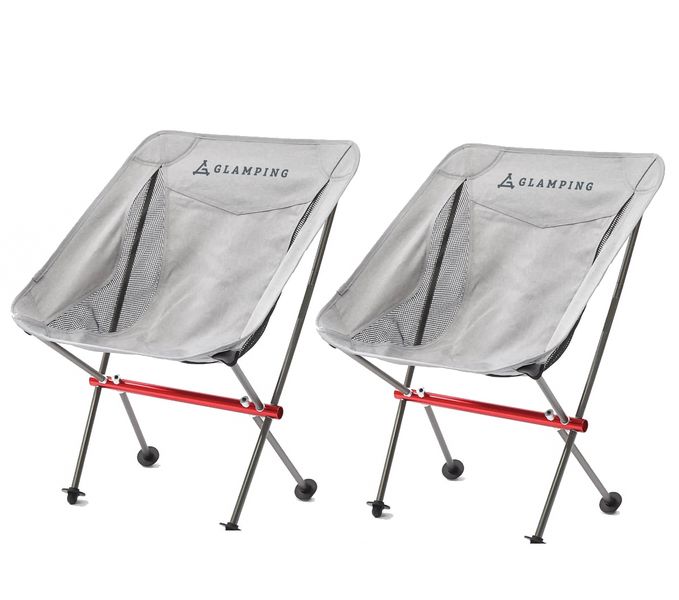 Glamping - Ultralight Portable Folding Camping Chair x 2 (Grey)
