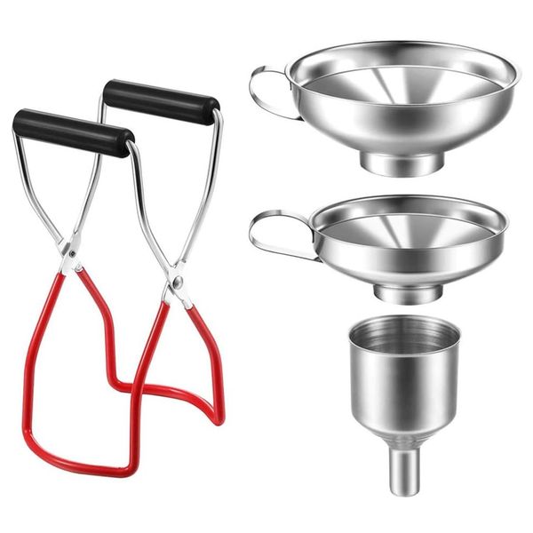 Home Kitchen Jam Making Can Clamp with Multi Size Funnel Strainers Set of 4