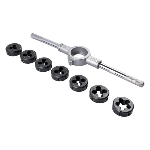 Tork Craft - HSS Die &amp; Die Holder Set - 8Piece, M3-M12, 3-12mm