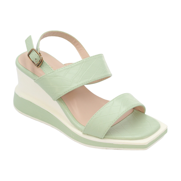 Odeda 2 Band Sling Back Slide Wedge 6.5cm Heel Green