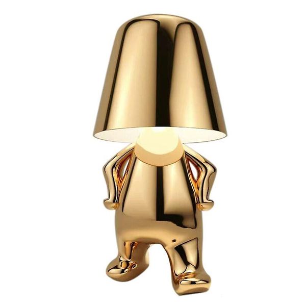 LED USB Rechargeable Bespoke Golden Man Table/Bed Side Lamp