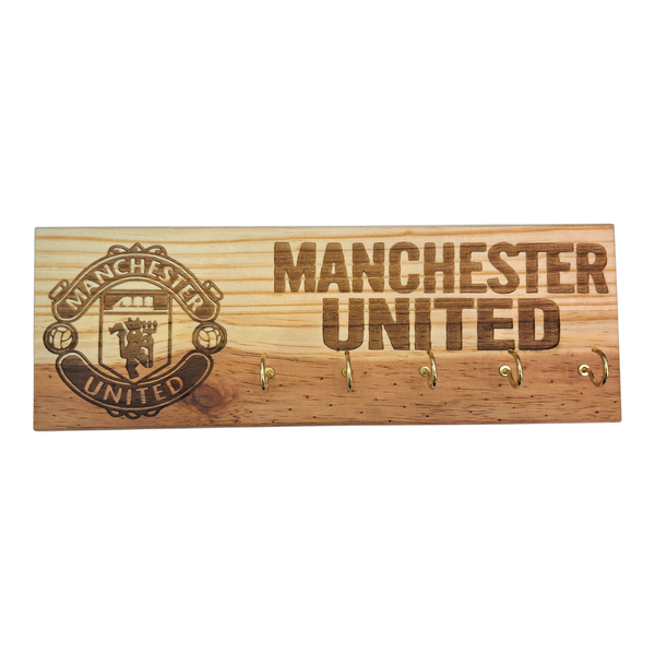 Gift Emporium Wooden Engraved Key Holder - Manchester United Design