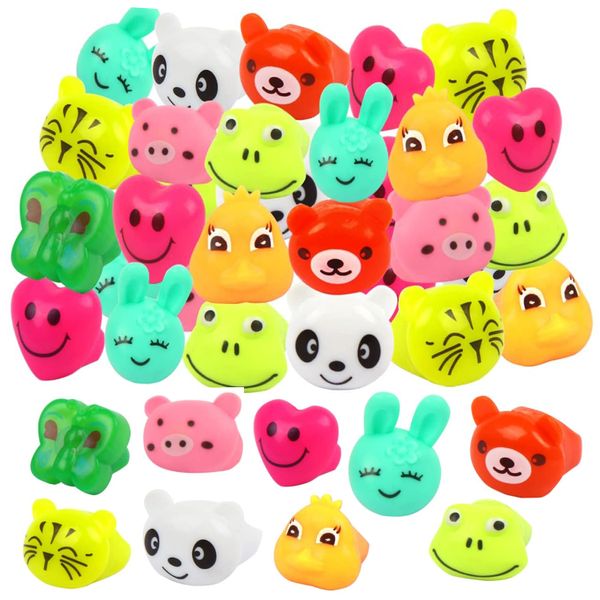 30 Pack LED Light Up Bumpy Rings Glow in The Dark Kids Party Favor Supplies