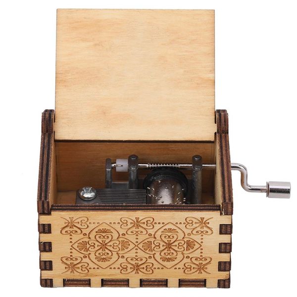 Hand Crank Wooden Music Box Sailor Moon Theme Carved Gift Toy