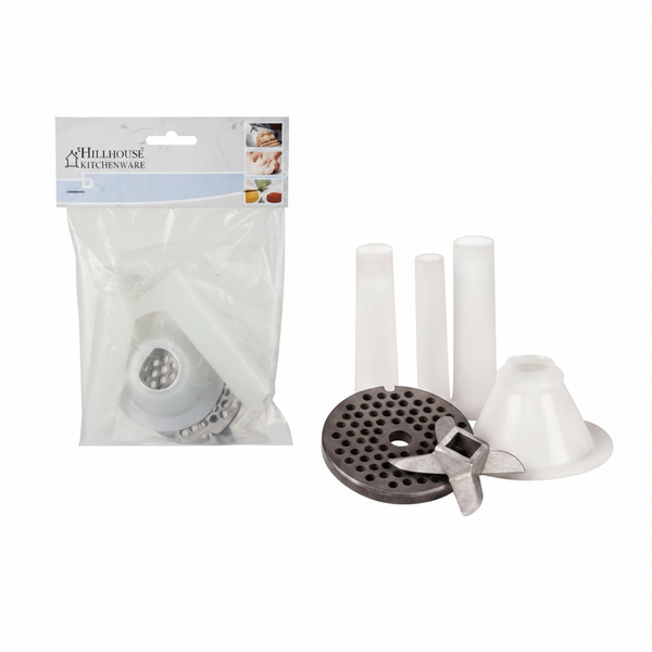 Size 10 Meat Mincer Knife, Grinding Plate and Sausage Attachment - 2 Pack