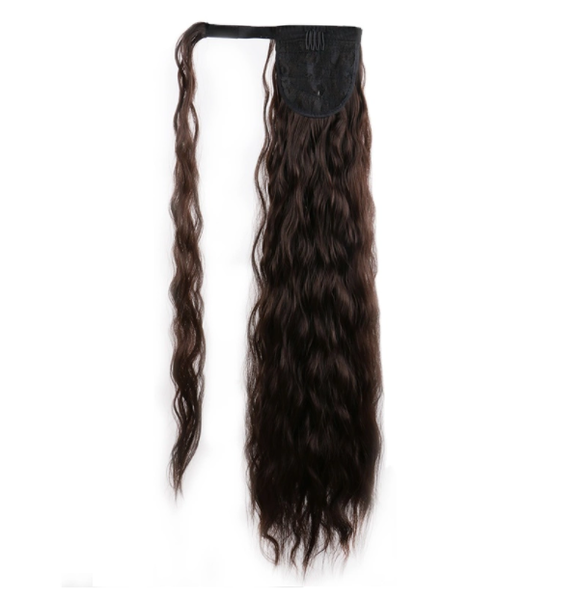 Wraparound Ponytail Extension Dark Brown 22 Inch Wavy