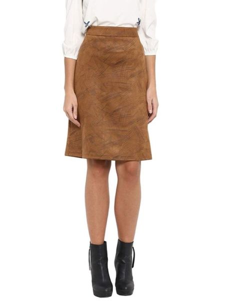 Women's Suede A-Line Skirt Brown