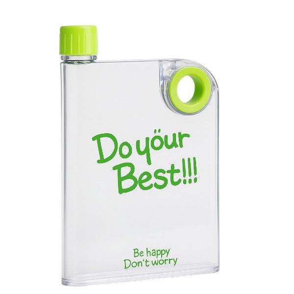 Do Your Best!! Slim Flat Water Bottle With Motivational Quote