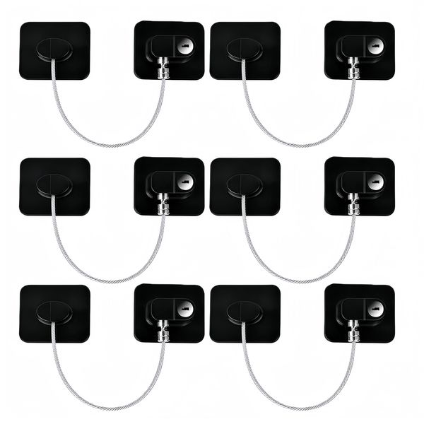 6 Pack Square Child Safety Locks with Key,Drawer Child Locks,Fridge Locks