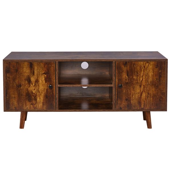 TV Stand TV Console Table Wood TV Cabinet with Storage Shelves