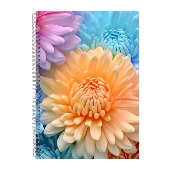 Rainbow Chrysanthemums Light Blue 2 Notebook Gift Idea A4 Notepad Pad 107