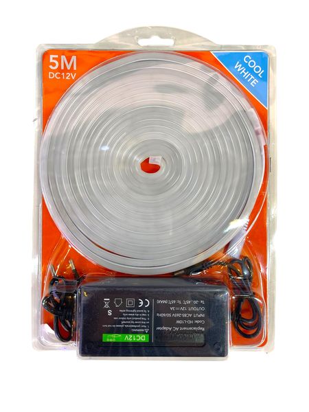 12V Cool White Neon Flex LED Strip Light 5M with Power Supply - MRUL