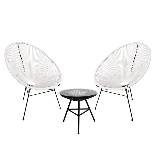 Outdoor rope chair set-White