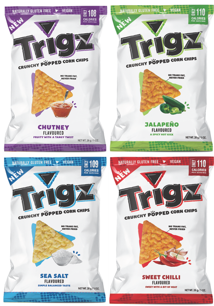 Corn Chips | Chutney, Jalapeno, Sea Salt, Sweet Chilli | 40 Pack | Trigz