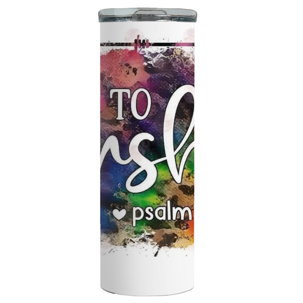 Worship Printed Double Wall Skinny Travel Mug / Tumbler