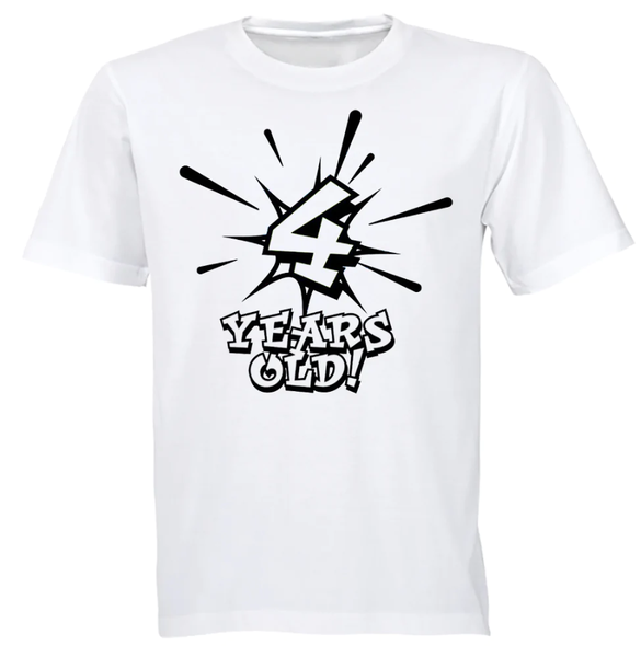 4th Birthday 4 Years Old Birthday Gift Kids TShirt- White