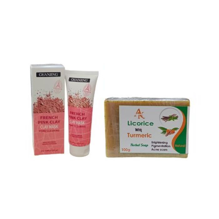 French Pink Clay Mask with Alkaram Licorice Turmeric Herbal Soap Shop
