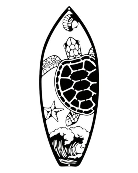 Black Metal Surfboard Wall Art Stencil