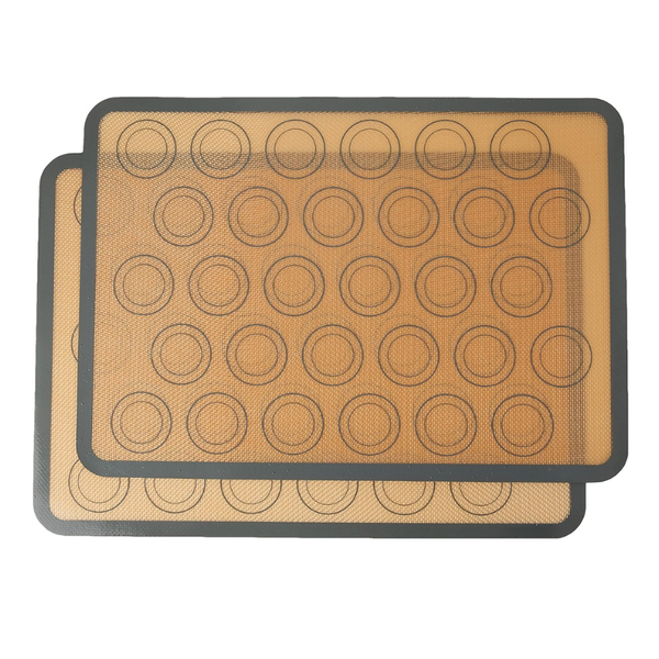 Baking Mat For Macarons Non-Stick Silicone Food Safe- 2 Pack - Beige &amp; Gray