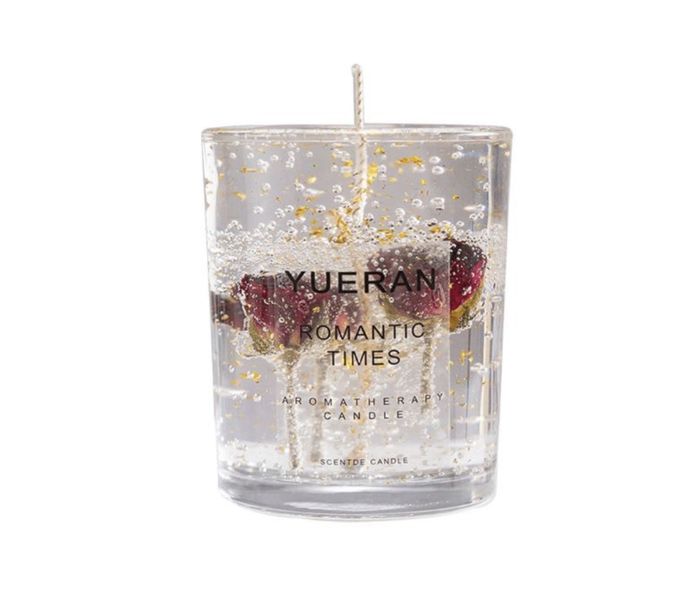 White Jiageng JG20375266 Crystal Jelly Candle With Dried Flowers
