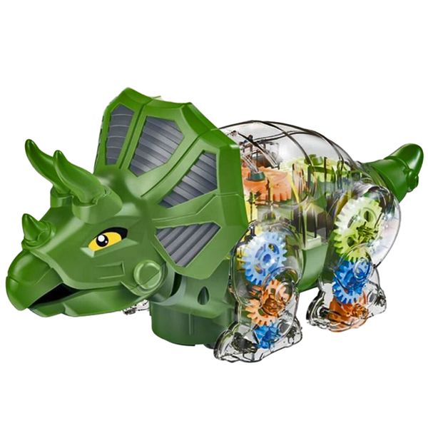 Kids Electric Gear Triceratops Dinosaur Toy With Lights And Music 2 Pack