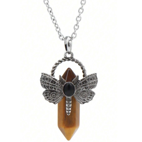 Natural Healing Gemstone DragonflyPendant Necklace