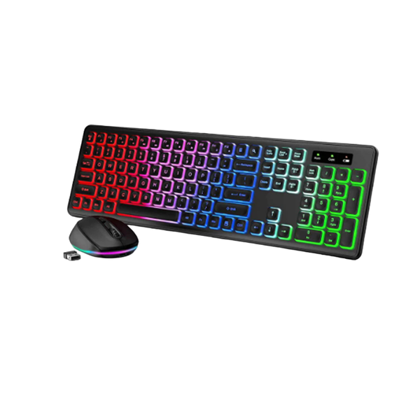 2.4GHz Rainbow Backlit Wireless &amp; USB Keyboard &amp; Mouse Set