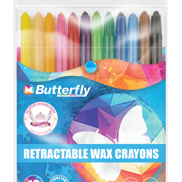 Butterfly Crayons - Wax (12) Retractable
