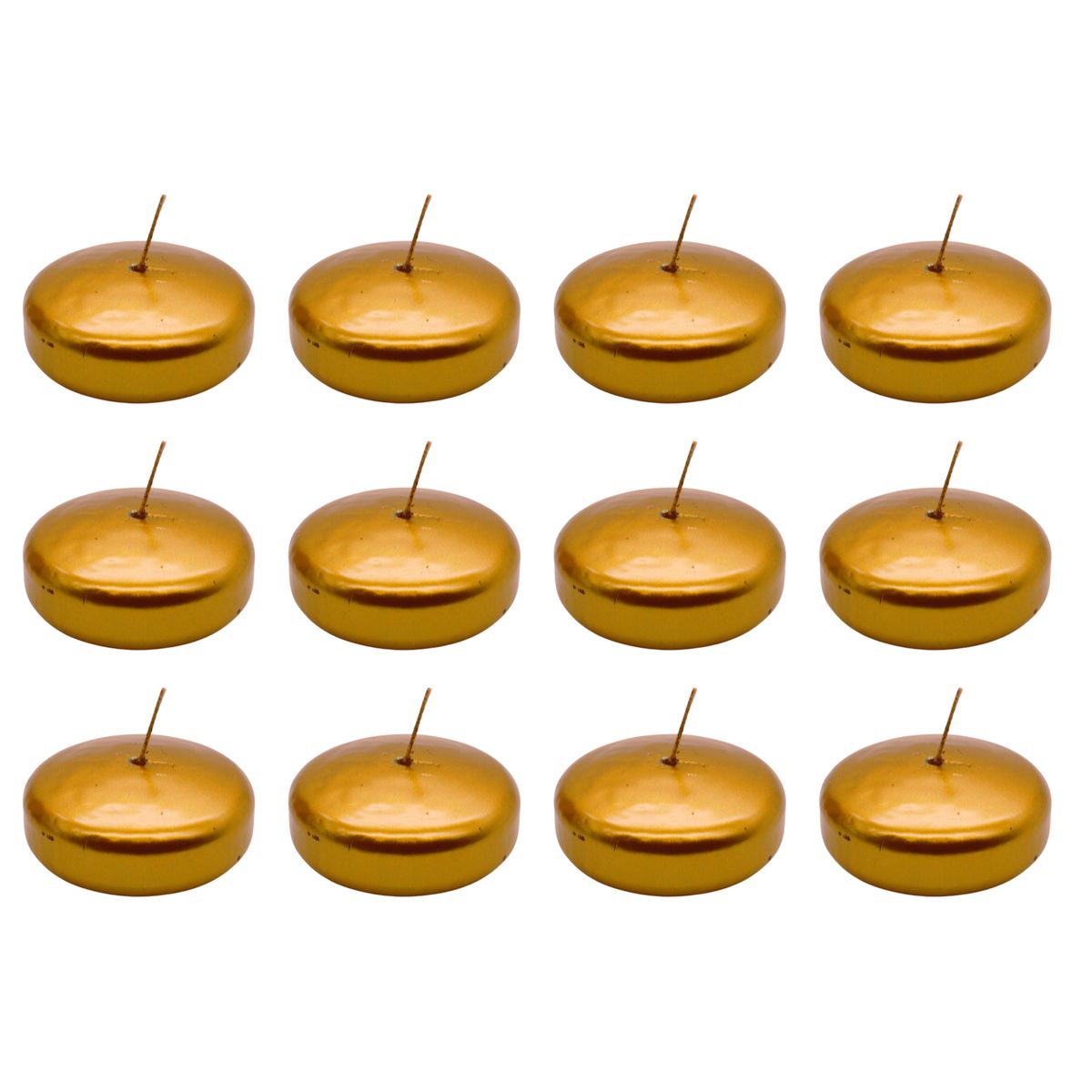 Exquisite and Long lasting Gold Unscented Floating Candles 12 Pack