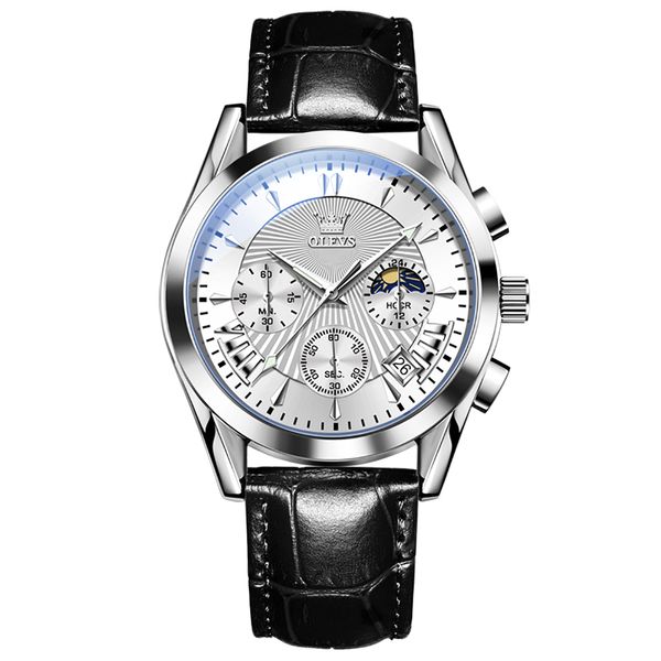 Watch Men's Automatic Quartz Luminous Waterproof Leather Strap 40MM